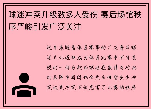 球迷冲突升级致多人受伤 赛后场馆秩序严峻引发广泛关注